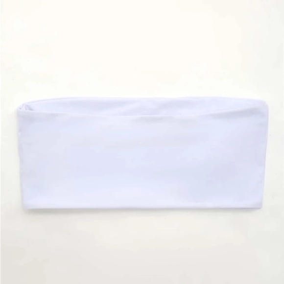 𝅺⭐️2 FOR $20⭐️ SHEIN White Bandeau Bikini Top Size Small - Picture 3 of 4